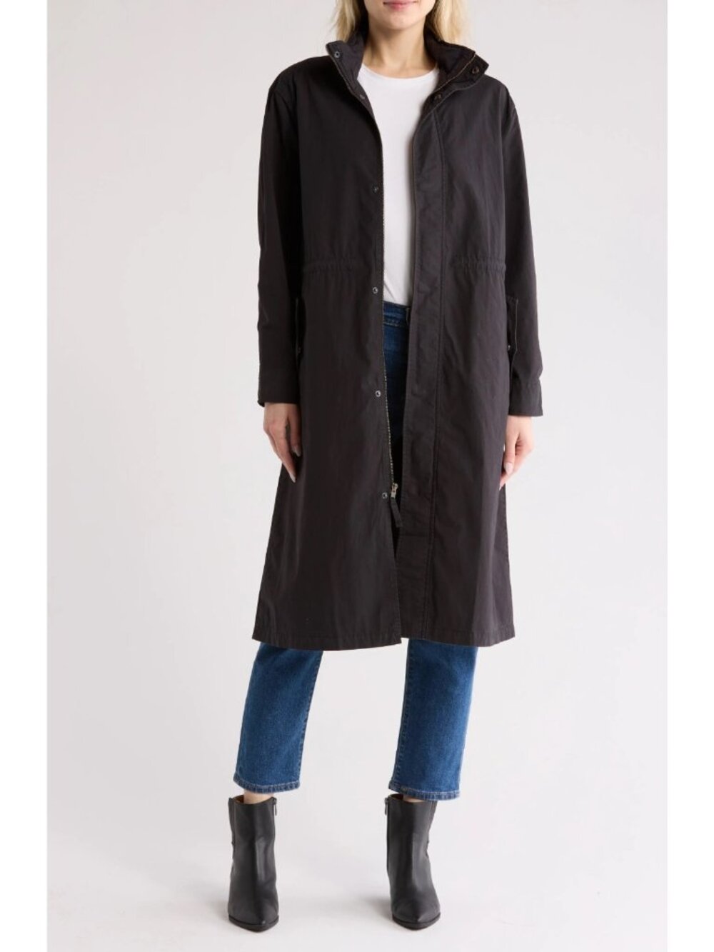 James Perse Women's Lightweight Cotton Blend Parka Jacket Black Size 1 / S